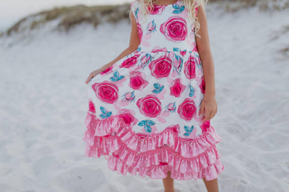 Girls Rose Ruffle Dress