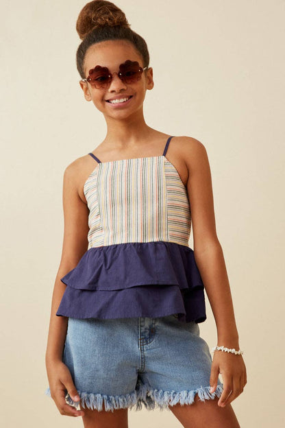 Girls Colorblock Peplum Tank