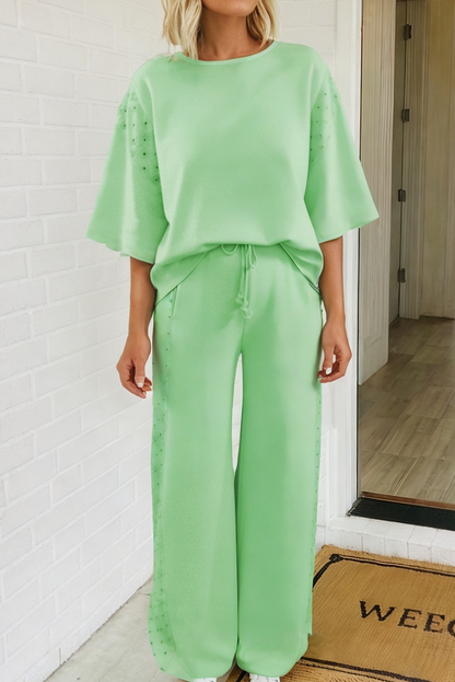 Yellow Eyelet Lounge Set