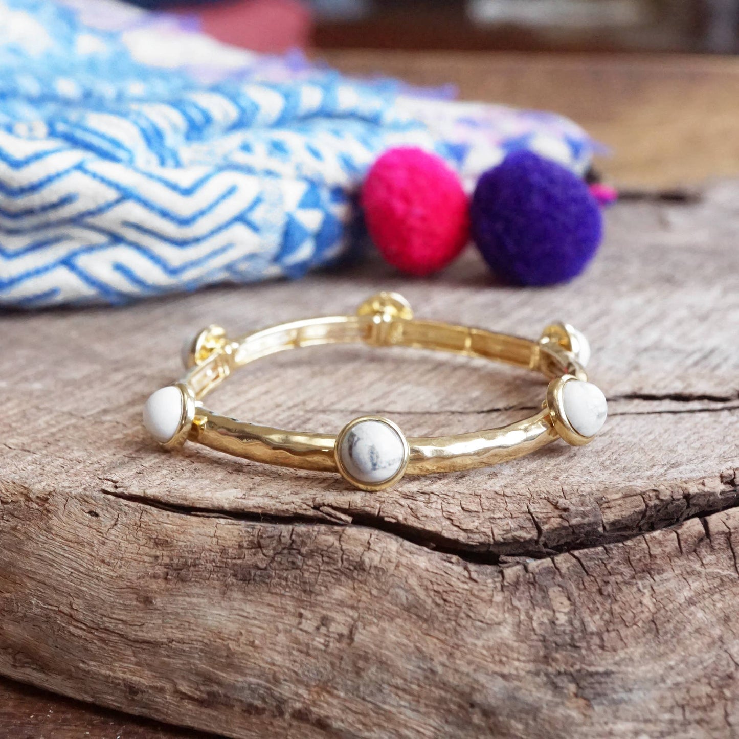 Jeweled Golden Bangle with stone dots