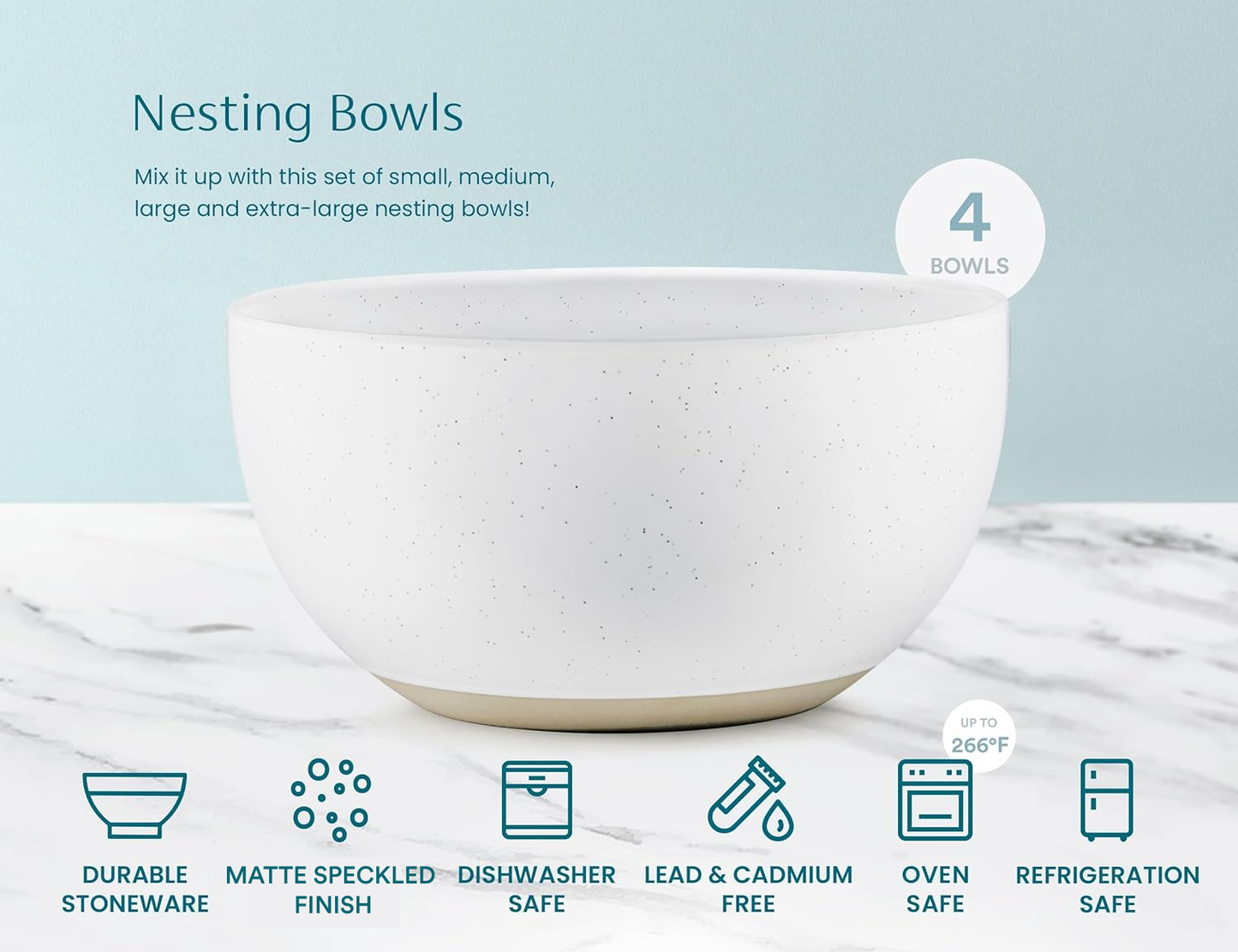 Ceramic Nesting Bowls, Set of 4