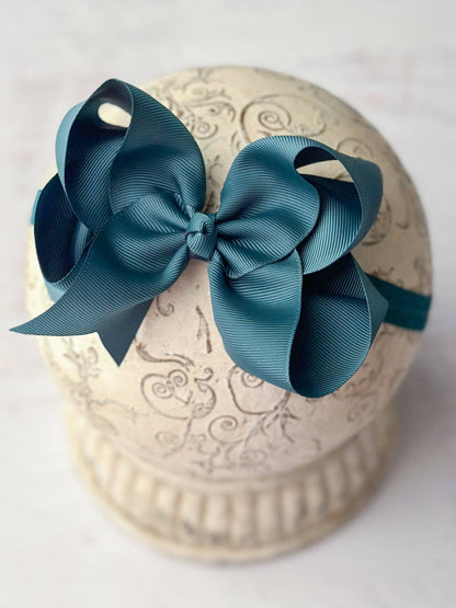 Classic Grosgrain Hair Bow - Satin Headband - 4.5"