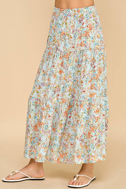 Blue Floral Maxi Skirt