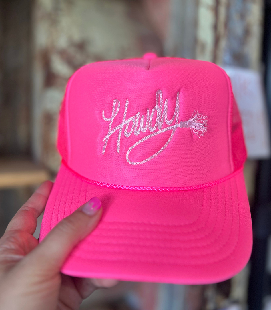 Hot Pink Embroidered Howdy Hat