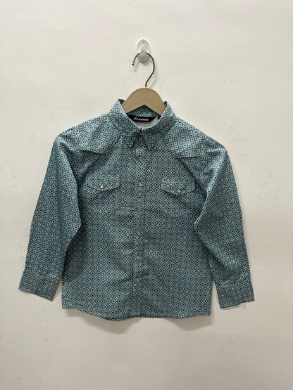 Teal Boys' Western Print Shirt