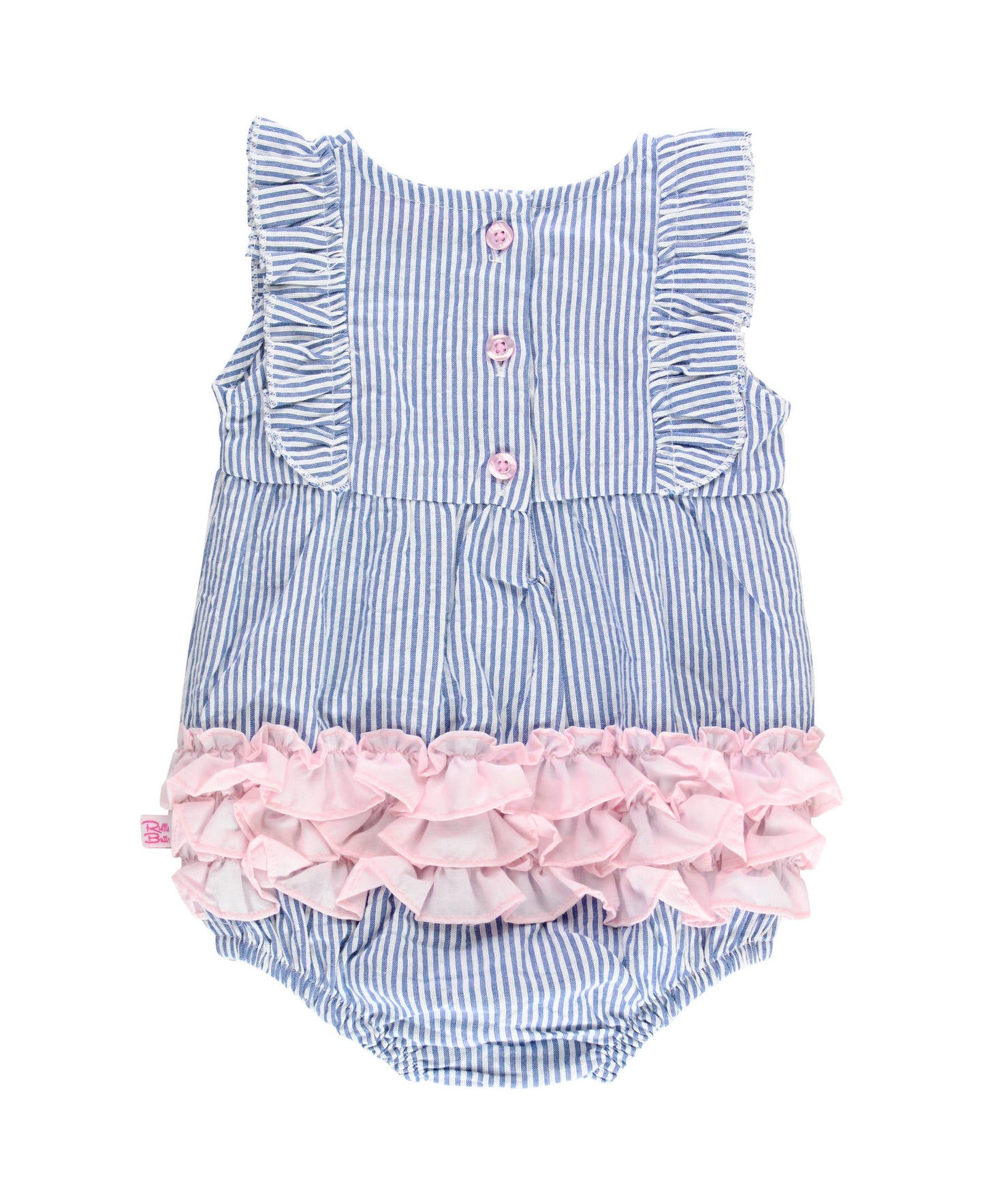 Blue Seersucker Romper