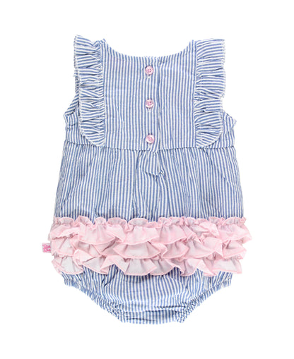 Blue Seersucker Romper