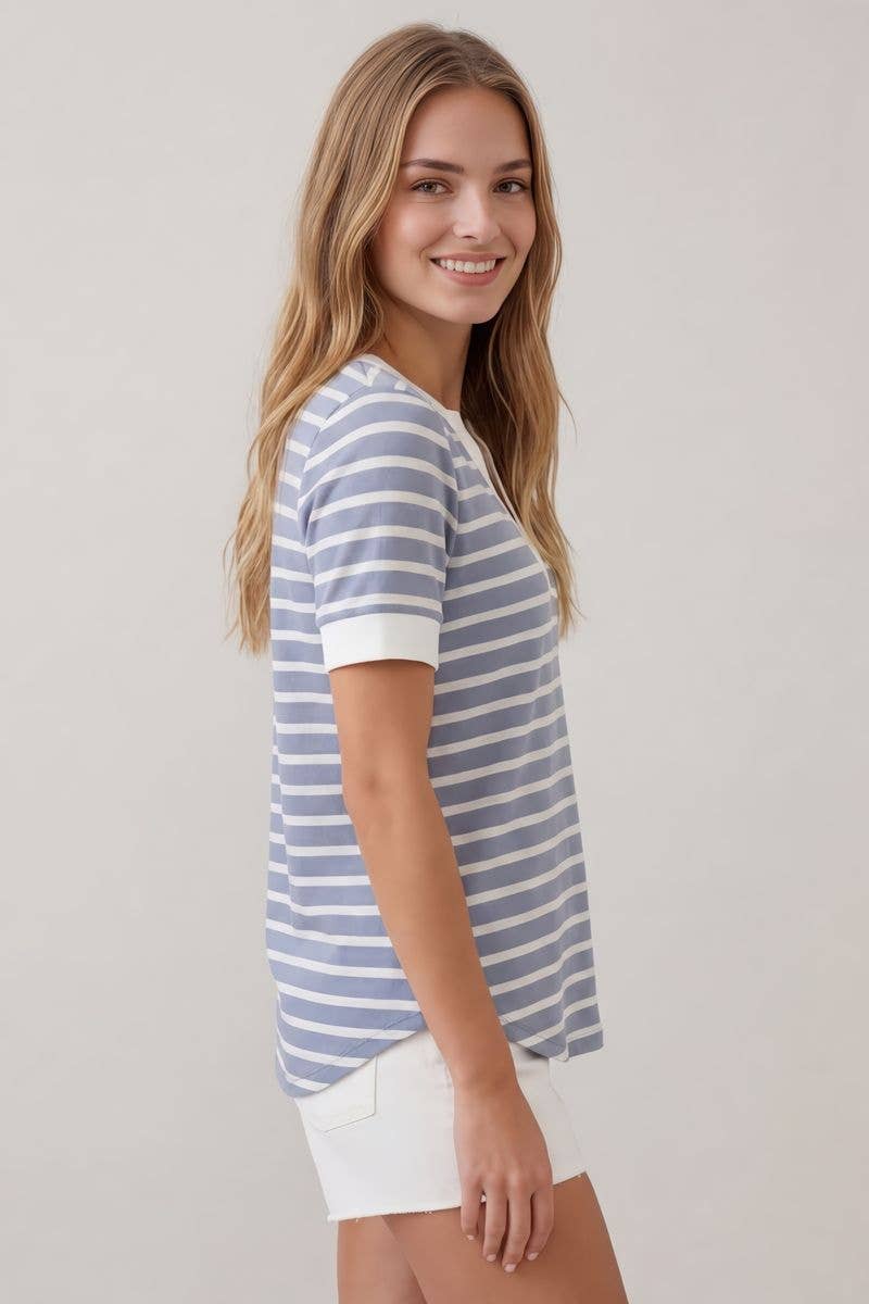 V-NECK STRIPED TOP