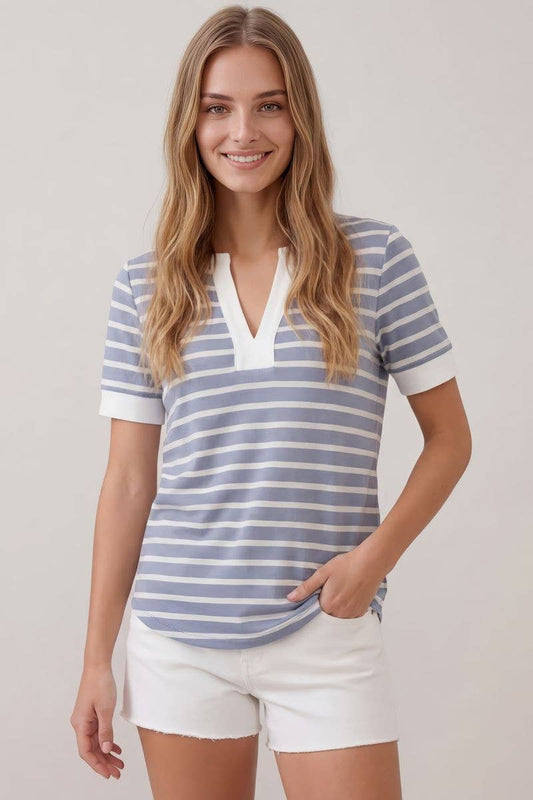 V-NECK STRIPED TOP