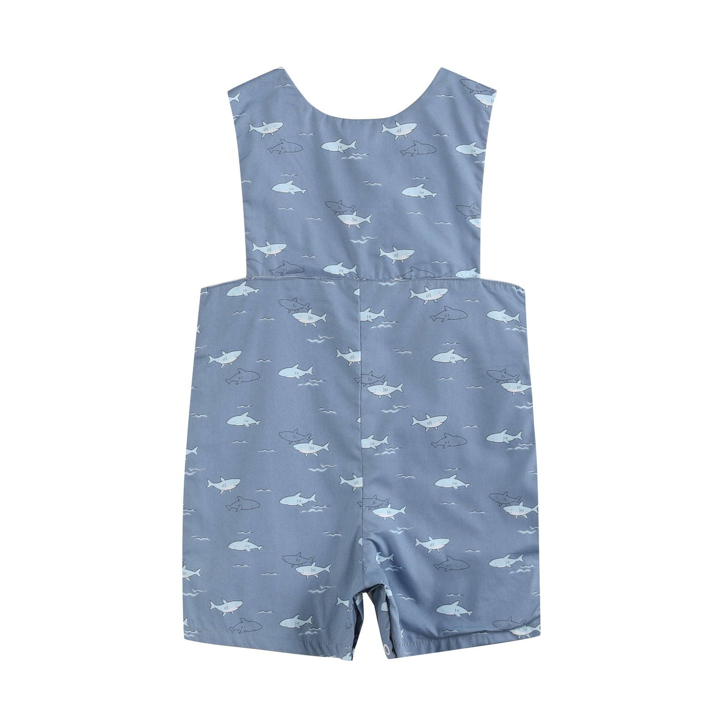 Shark Print Smocked Romper