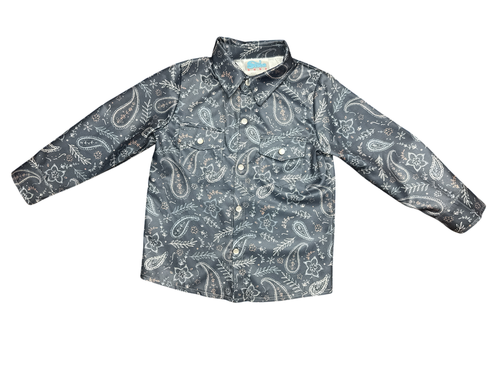 Grey Paisley Pearl Snap Shirt, 6-7