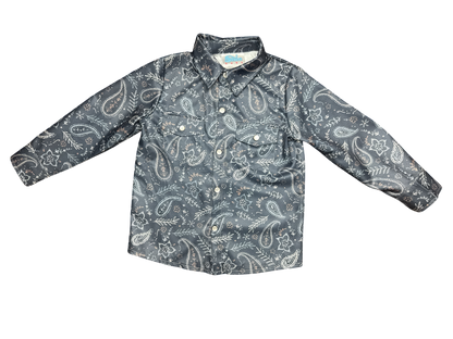 Grey Paisley Pearl Snap Shirt, 6-7