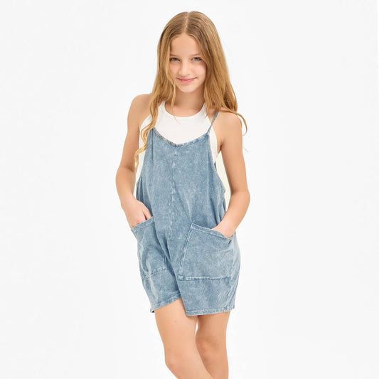 Mineral Wash Overall Romper