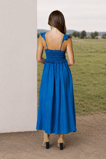 SMOCKED DENIM DRESS