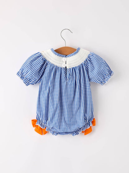 Fall Thanksgiving Truck Smock Embroidery Baby Girl Romper