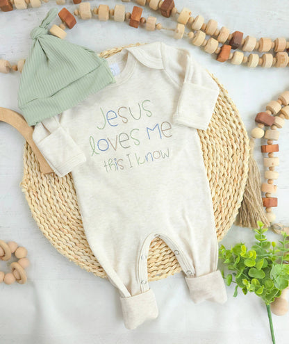 Jesus Loves Me Boy Stitch Romper