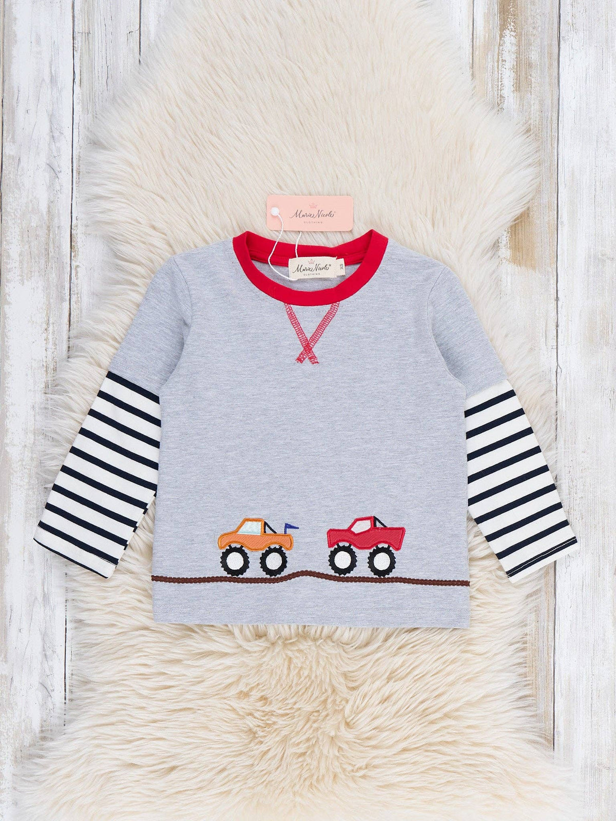 Fast Cars Embroidered Stripe Top