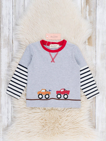Fast Cars Embroidered Stripe Top
