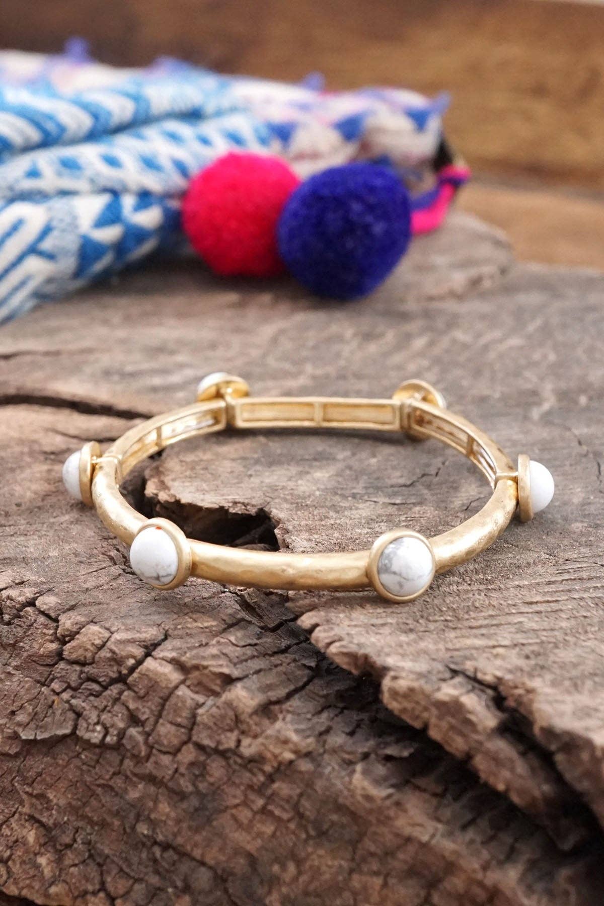 Jeweled Golden Bangle with stone dots