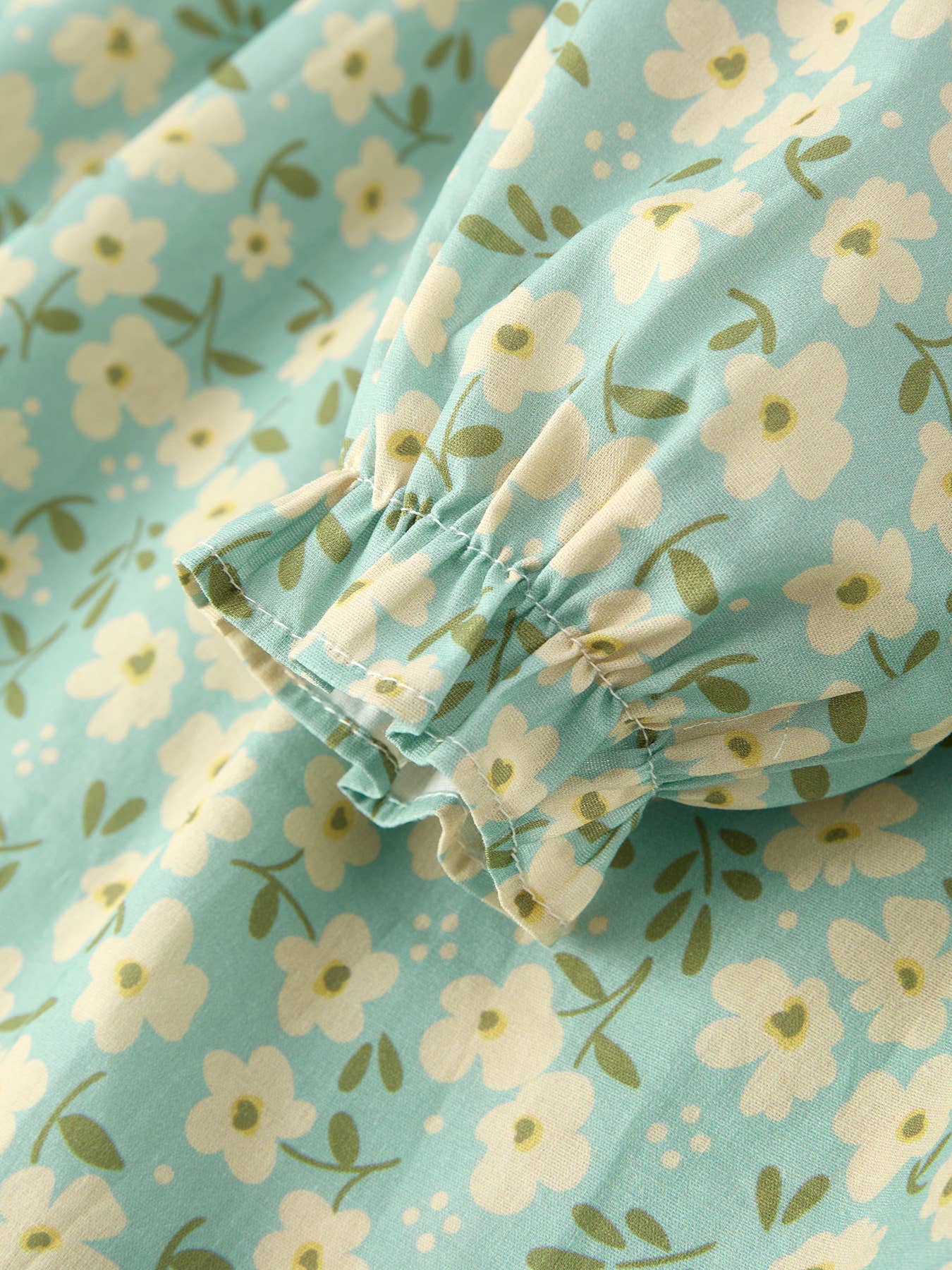 Spring Floral Print Long-Sleeved Romper and Dress Matching Headband