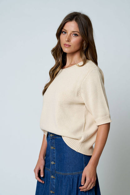 HALF SLEEVE SWEATER KNIT TOP