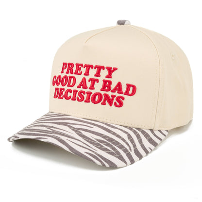PRETTY GOOD AT BAD DECISIONS TRUCKER HAT