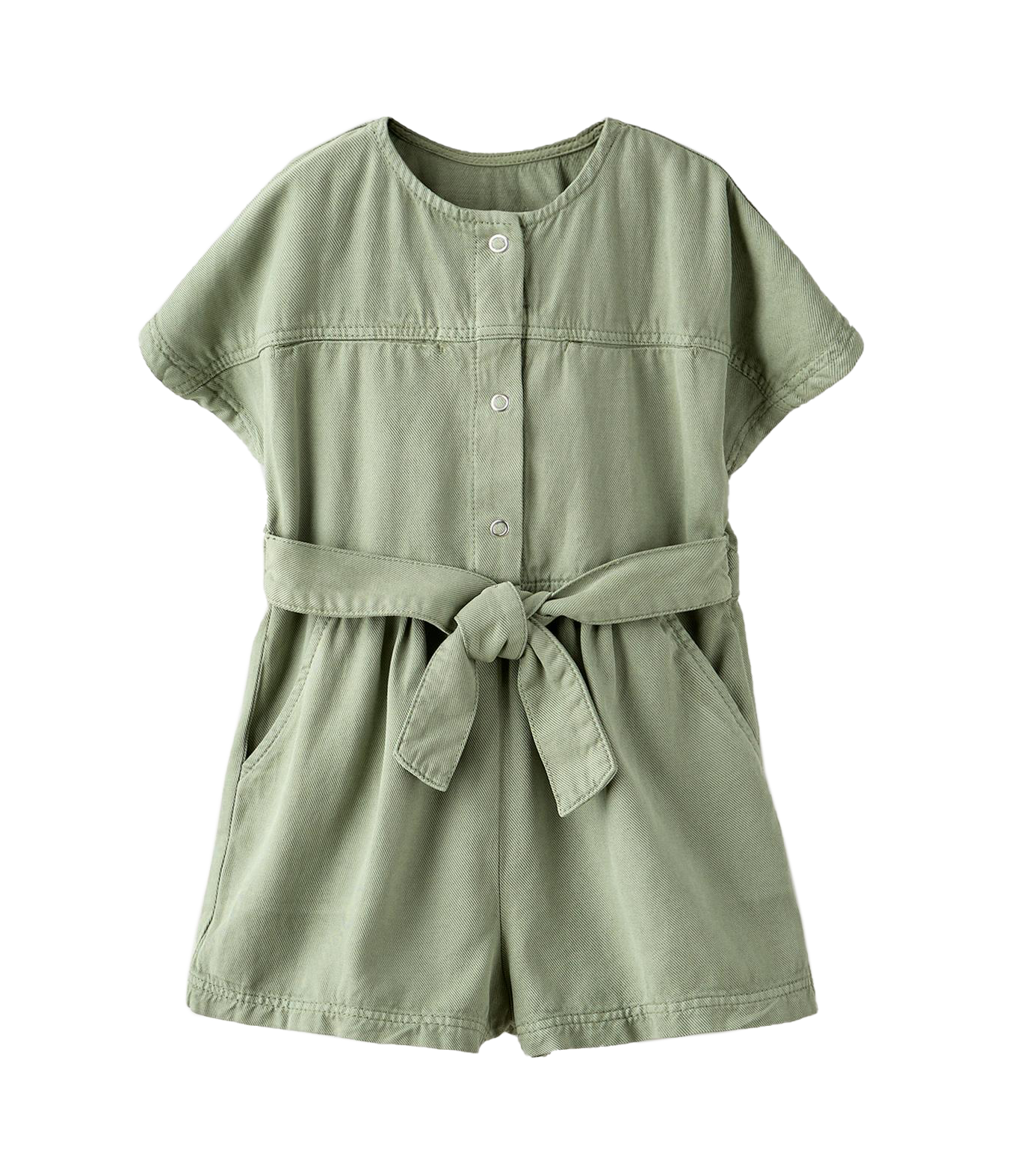 Girls Olive Romper w/ Belt