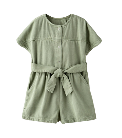 Girls Olive Romper w/ Belt