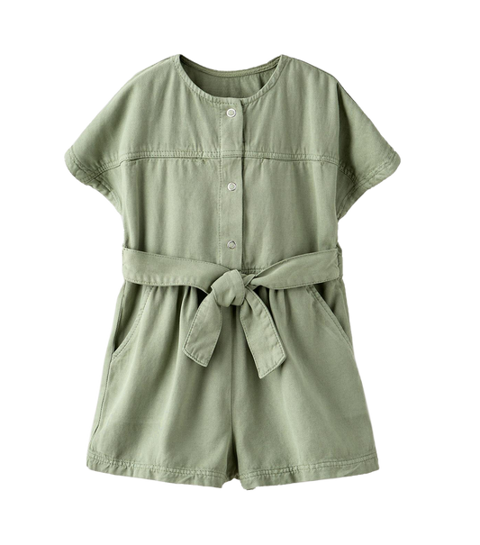 Girls Olive Romper w/ Belt