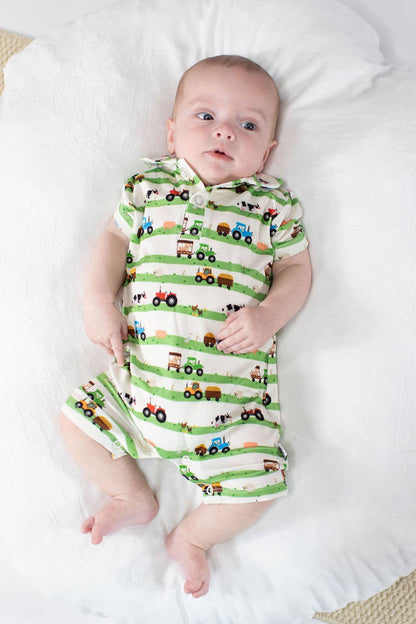 Farm Stripes - SS Polo Romper